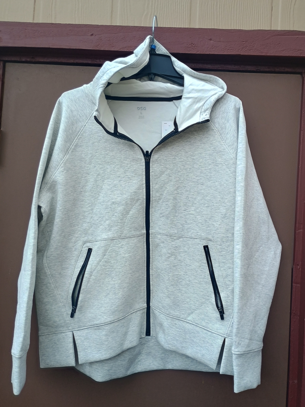 New DSG Light Gray Full-Zip Hoodie with Black Trim